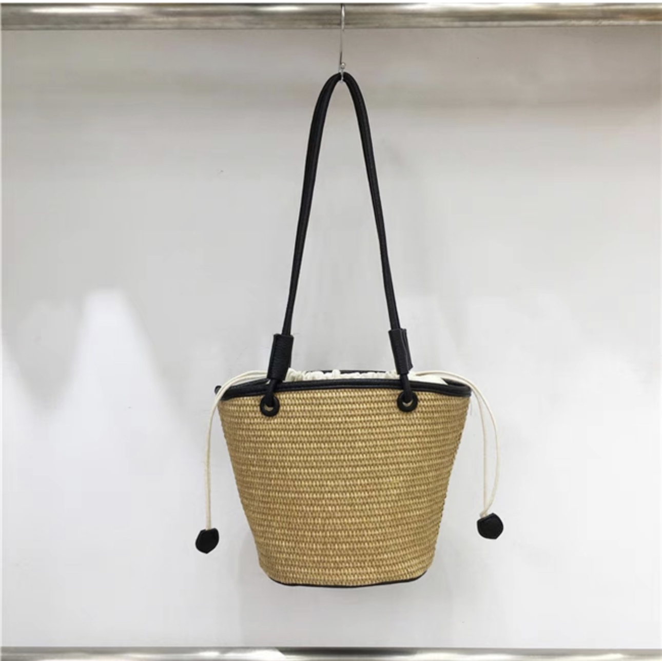 STRAW BAG MINI BLACK